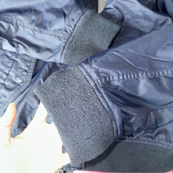 Bundle 2 Mens Small Bomber Fleece Lined Jacket with Hoodie Zip Up - Navy Grey - Picture 6 of 9